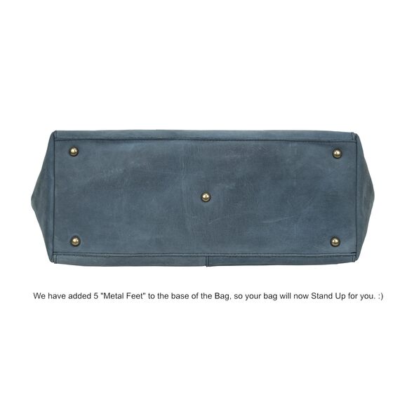 2812 Avery Blue Leather Tote/Top Handle Shoulder Bag